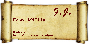 Fohn Júlia névjegykártya